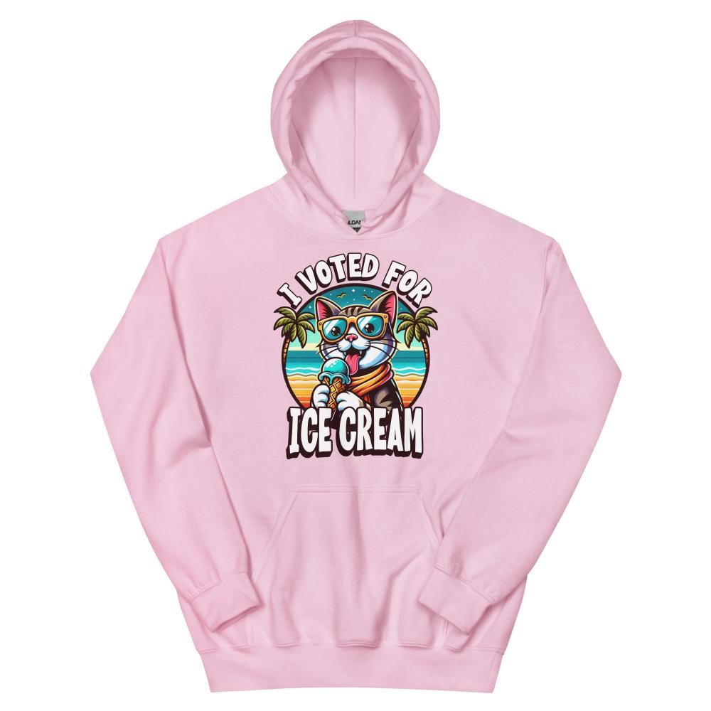 I Voted For Ice Cream Cat Hoodie - Pink Color - https://ascensionemporium.net
